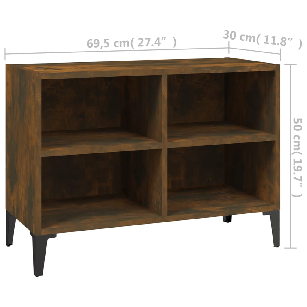 Mobile TV con Gambe in Metallo Rovere Fumo 69,5x30x50 cm - homemem39