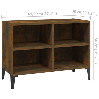 Mobile TV con Gambe in Metallo Rovere Fumo 69,5x30x50 cm - homemem39