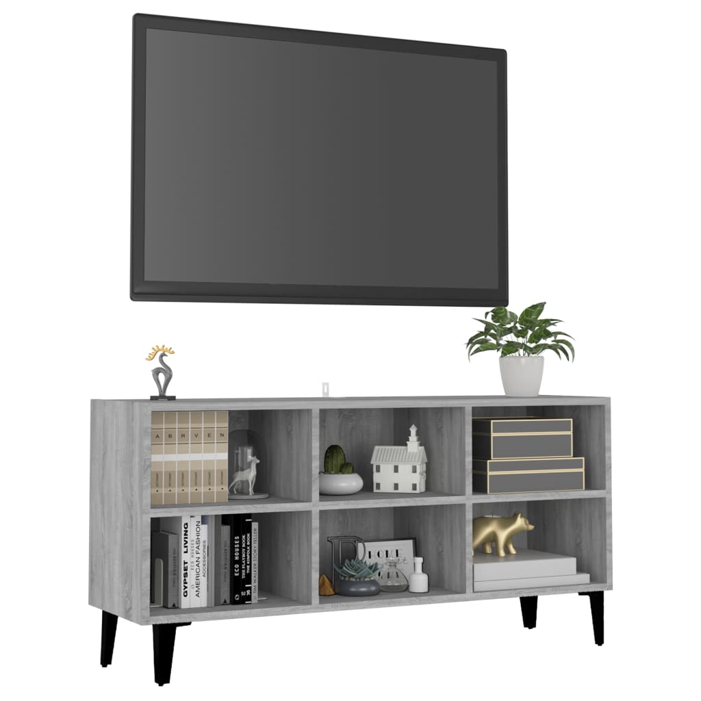 Mobile TV con Gambe in Metallo Grigio Sonoma 103,5x30x50 cm - homemem39
