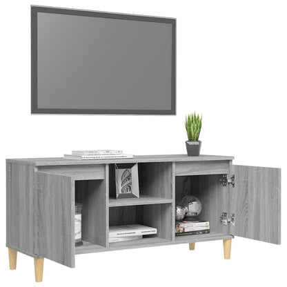 Mobile TV Gambe in Legno Massello Grigio Sonoma 103,5x35x50 cm