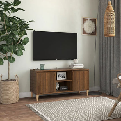 Mobile TV Gambe in Legno Marrone Rovere 103,5x35x50 cm