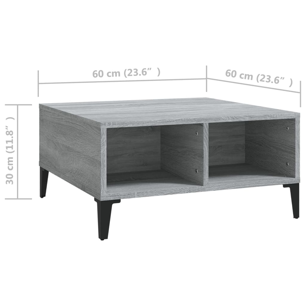 Tavolino da Salotto Grigio Sonoma 60x60x30 cm in Truciolato | homemem39