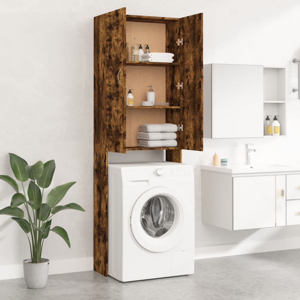 Mobile per Lavatrice Rovere Fumo 64x25,5x190 cm | homemem39