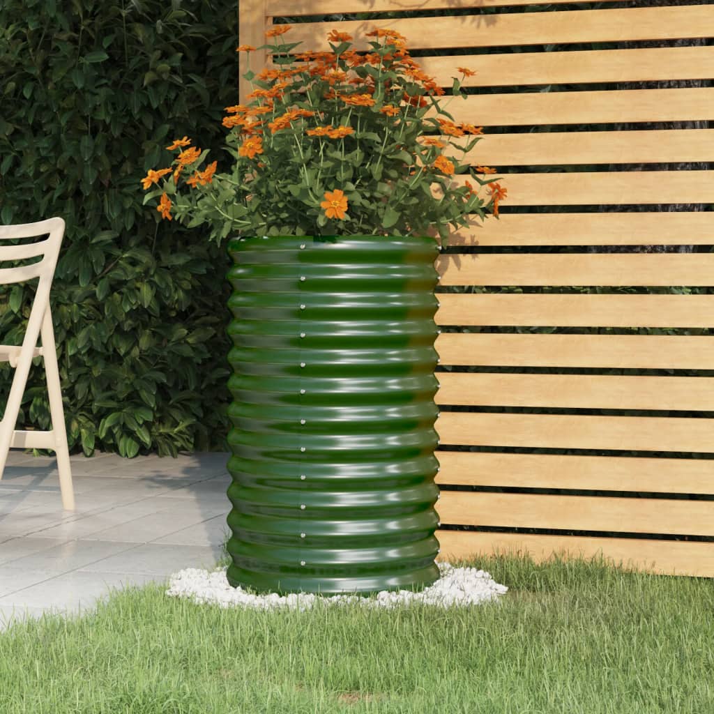 Vaso da Giardino Acciaio Zincato 40x40x68 cm Verde | homemem39