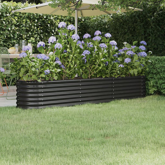 Powder Steel Garden Bed 224x40x36 cm Anthracite