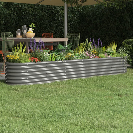 Garden Bed Powder Coated Steel 224x40x36 cm Gray