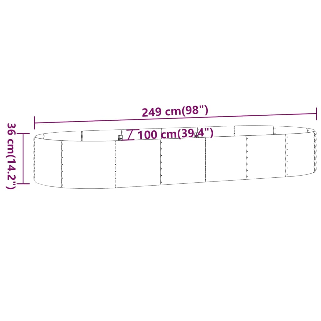 Letto Giardino Acciaio Verniciato Polvere 249x100x36cm Marrone