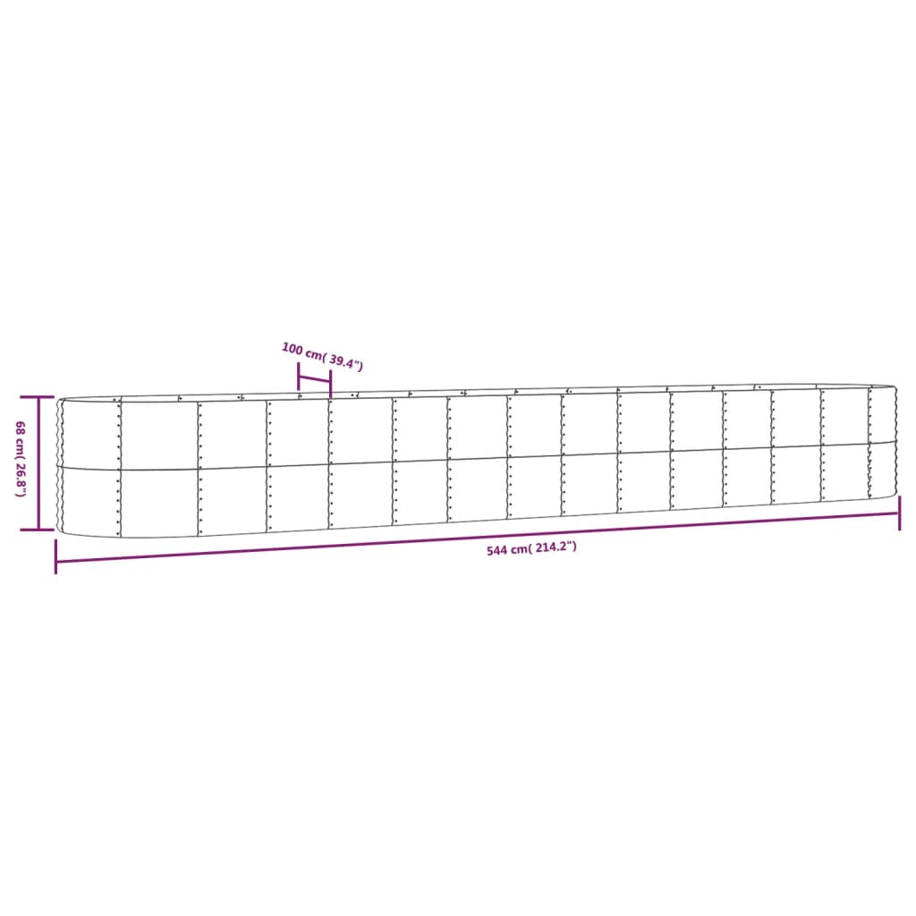 Letto Giardino Acciaio Verniciato Polvere 554x100x68cm Marrone