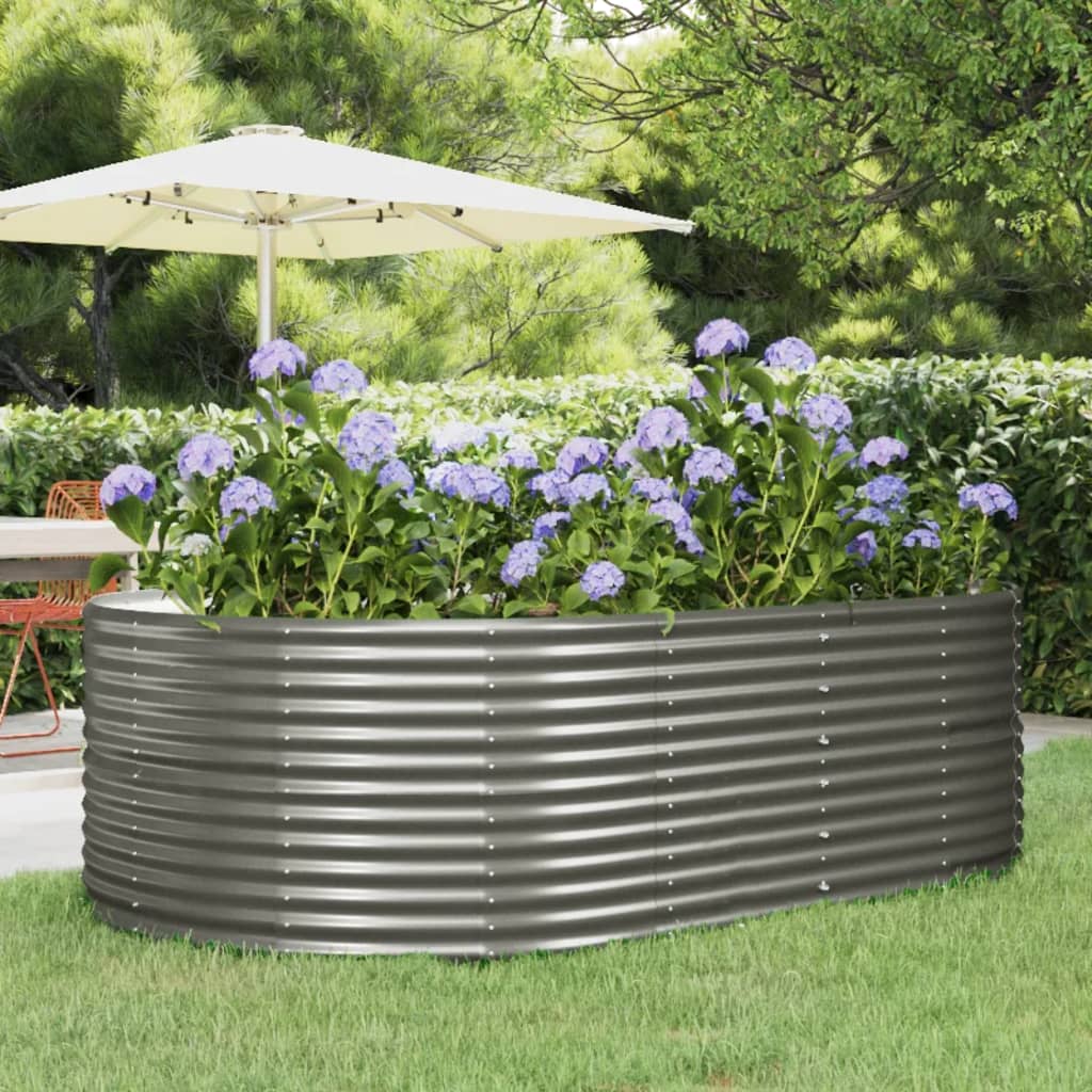 Garden Bed Powder Coated Steel 212x140x68 cm Gray