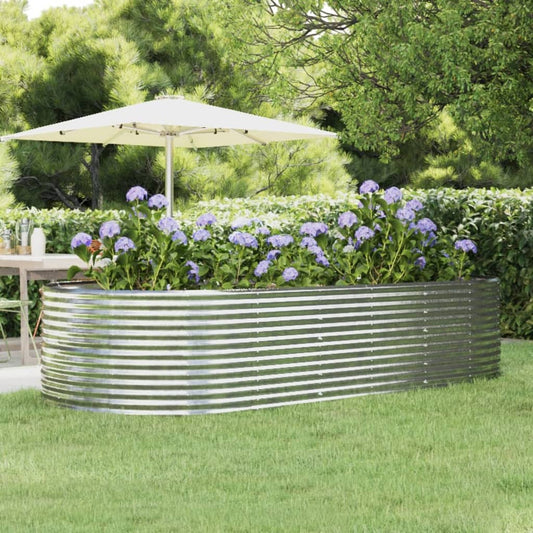 Garden Bed Powder Coated Steel 291x140x68 cm Silver