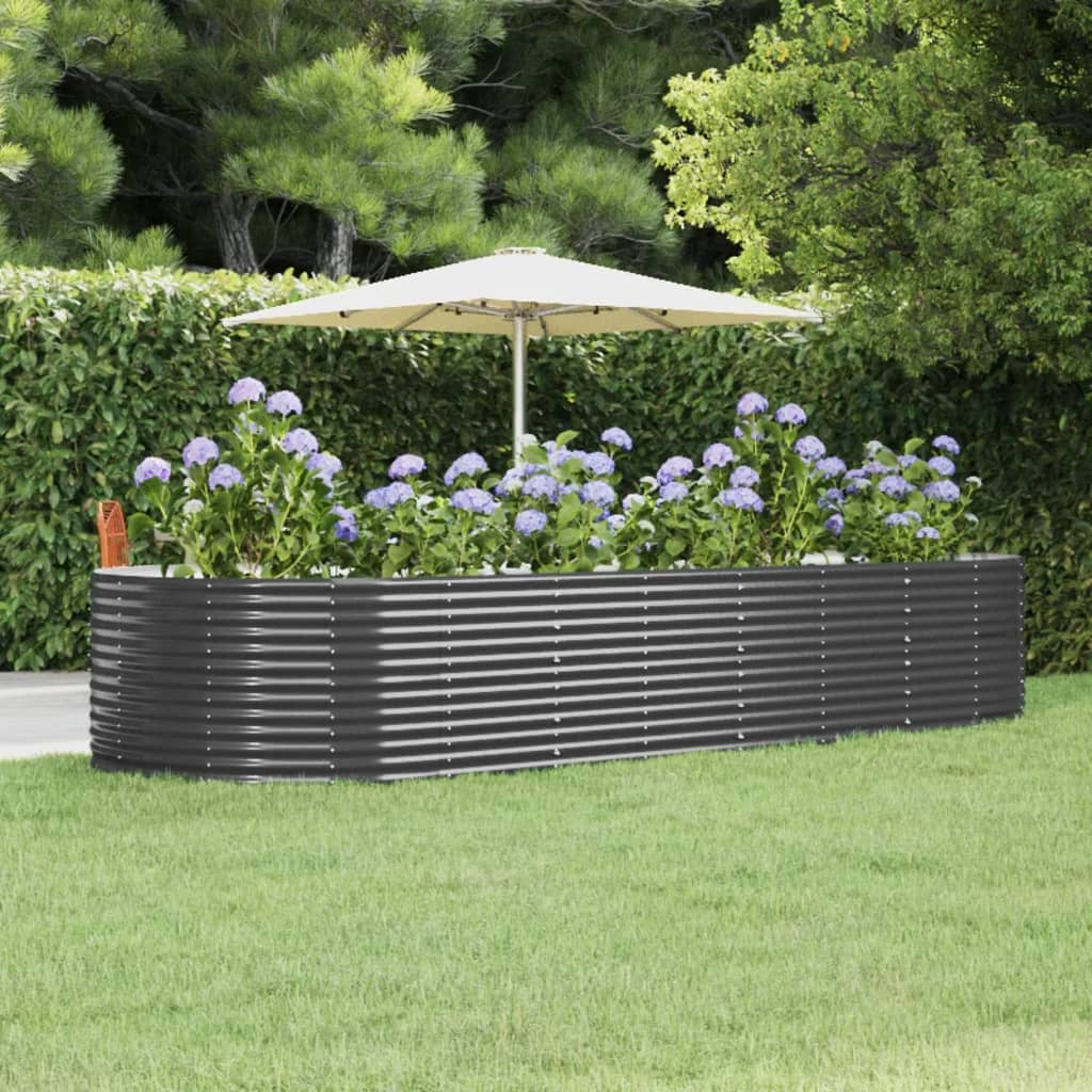 Garden Bed Steel Powder Paint 367x140x68cm Anthracite