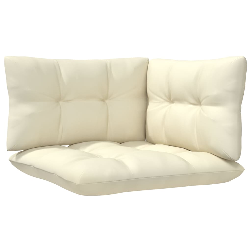Set Salotto da Giardino 6 pz con Cuscini Crema Legno di Pino | homemem39