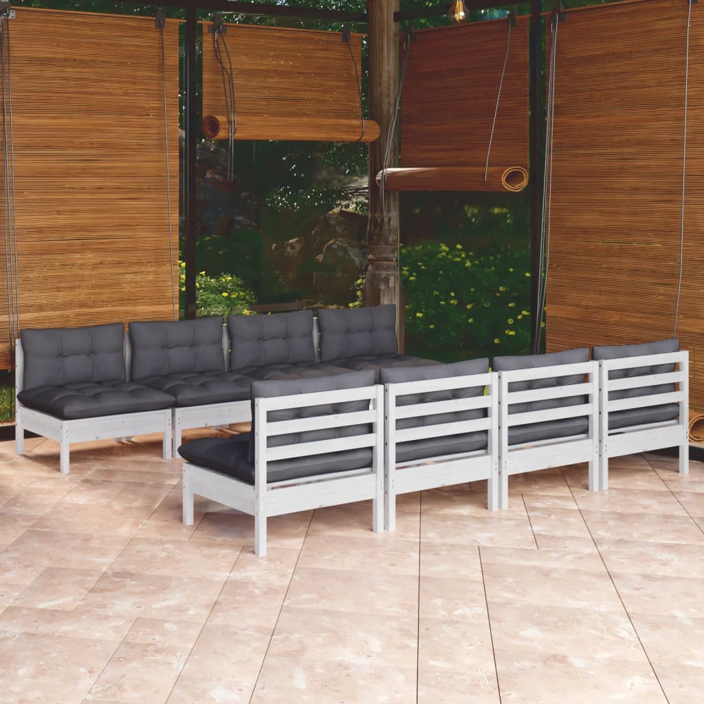 Set Salotto Giardino con Cuscini 9 pz in Legno Massello di Pino - homemem39