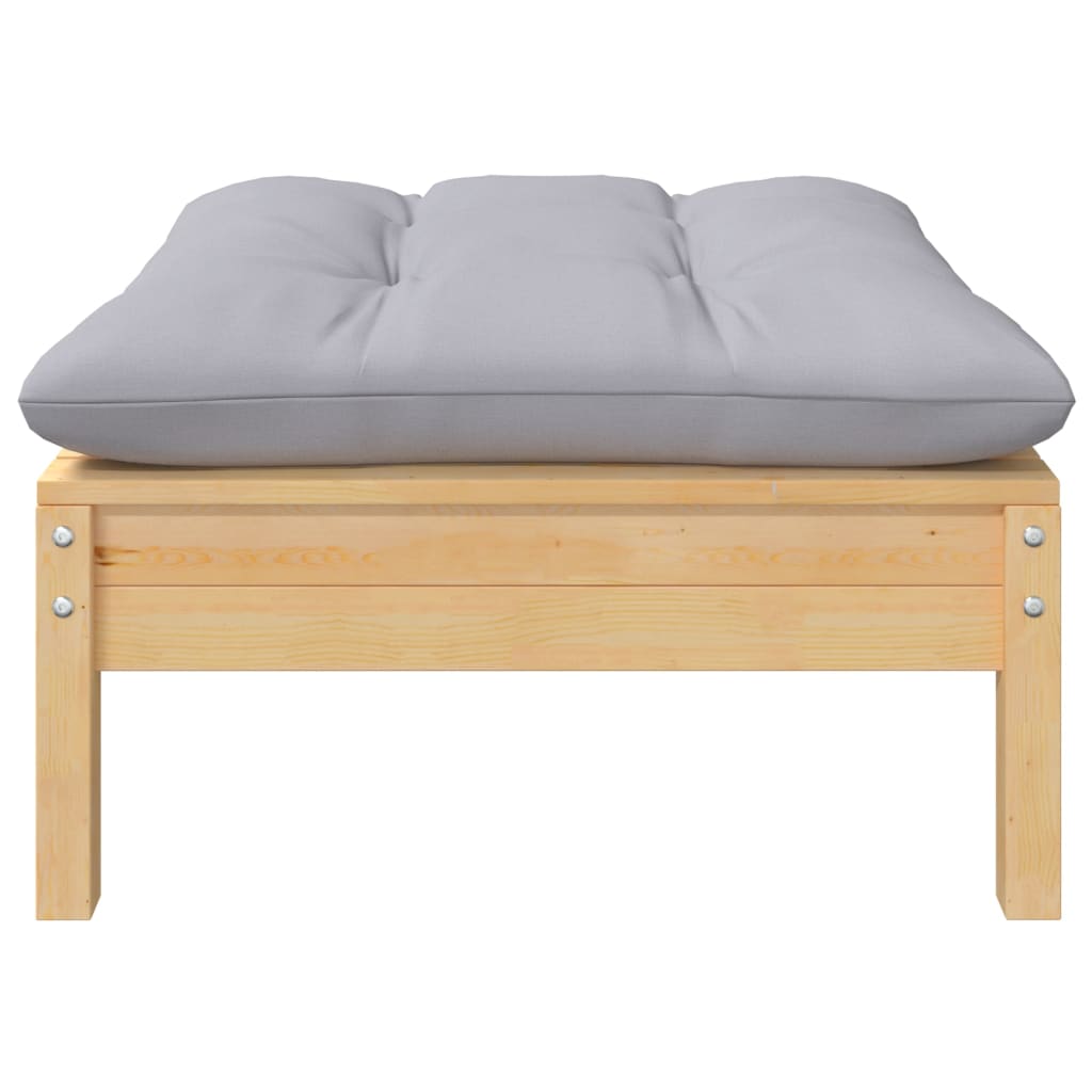 Set Divani da Giardino 9 pz con Cuscini Grigi Massello di Pino