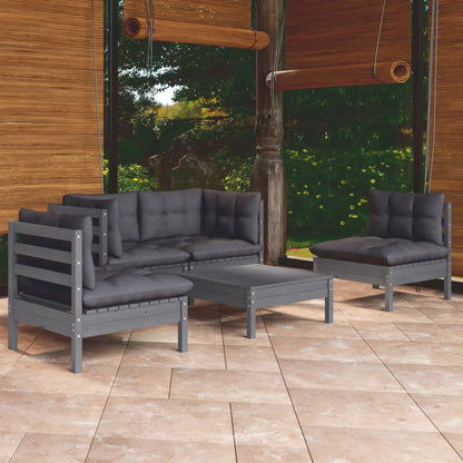 Set Divani da Giardino 5 pz con Cuscini Legno Massello di Pino - homemem39