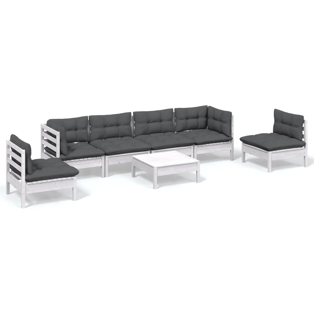 Set Salotto da Giardino 7pz con Cuscini Legno Massello di Pino - homemem39