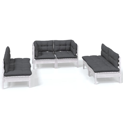 Set Salotto da Giardino 6 pz con Cuscini Legno Massello di Pino - homemem39