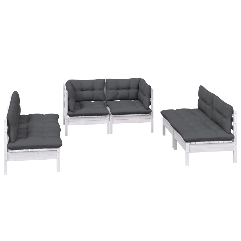 Set Salotto da Giardino 6 pz con Cuscini Legno Massello di Pino - homemem39