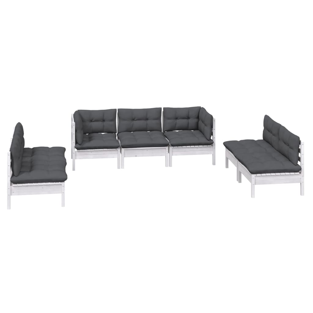 Set Salotto da Giardino 7pz con Cuscini Legno Massello di Pino - homemem39