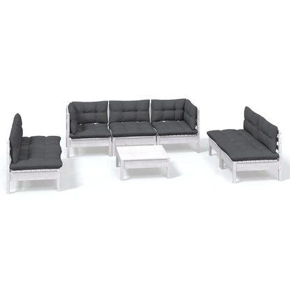 Set Divani da Giardino 8 pz con Cuscini Legno Massello di Pino | homemem39