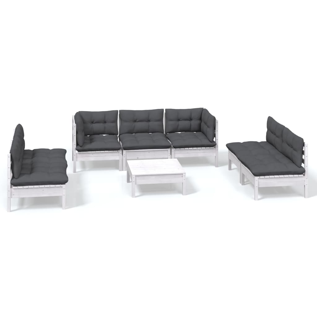 Set Divani da Giardino 8 pz con Cuscini Legno Massello di Pino - homemem39