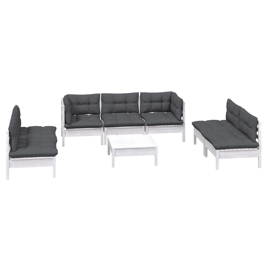 Set Divani da Giardino 8 pz con Cuscini Legno Massello di Pino | homemem39