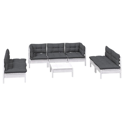 Set Divani da Giardino 8 pz con Cuscini Legno Massello di Pino - homemem39