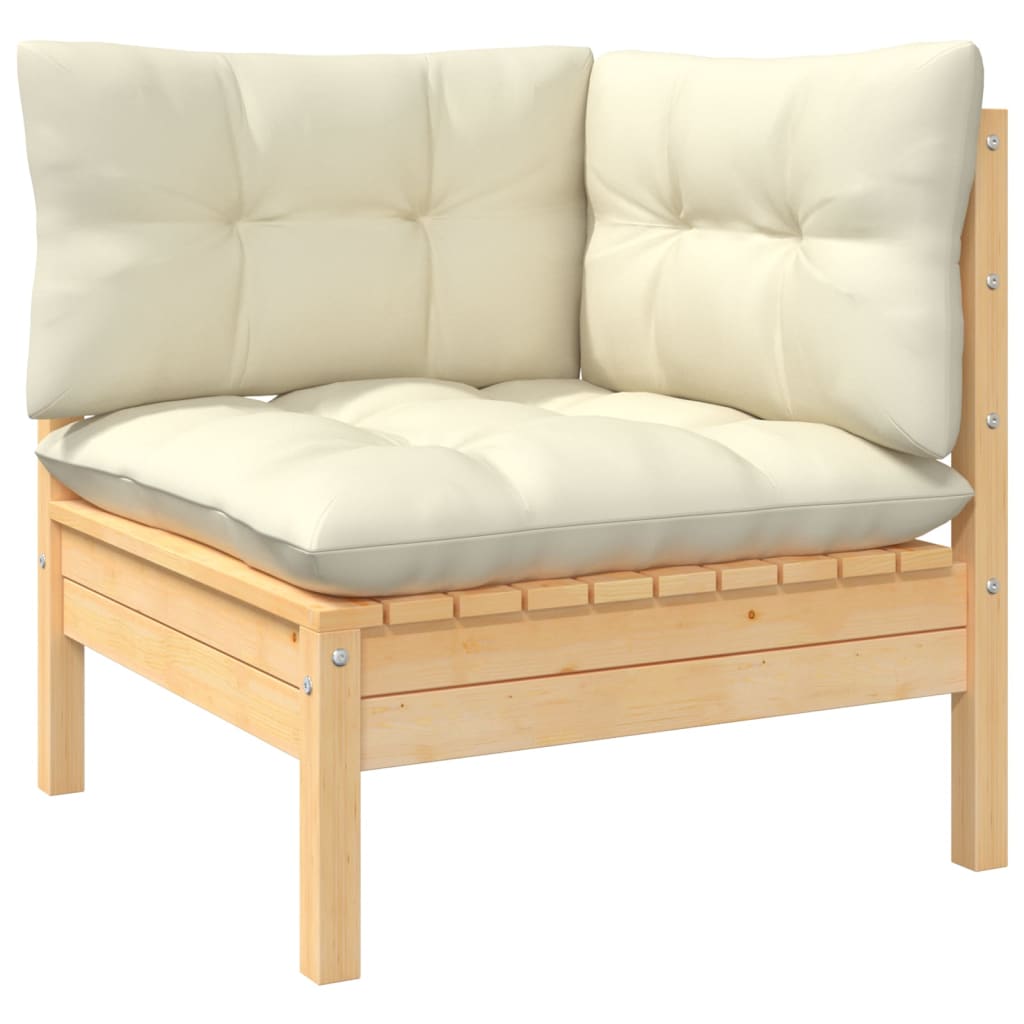 Set Divani da Giardino 8 pz con Cuscini Crema in Massello di Pino | homemem39