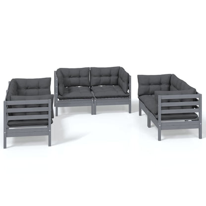 Set Salotto da Giardino 6 pz con Cuscini Legno Massello di Pino - homemem39