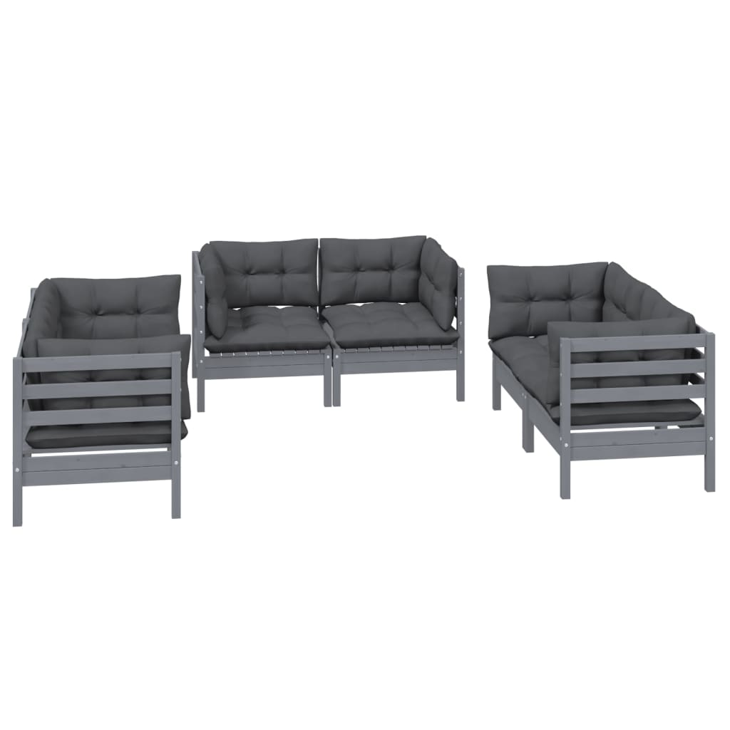 Set Salotto da Giardino 6 pz con Cuscini Legno Massello di Pino - homemem39