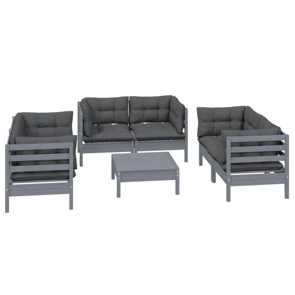 Set Salotto da Giardino 7pz con Cuscini Legno Massello di Pino - homemem39