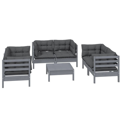 Set Salotto da Giardino 7pz con Cuscini Legno Massello di Pino - homemem39
