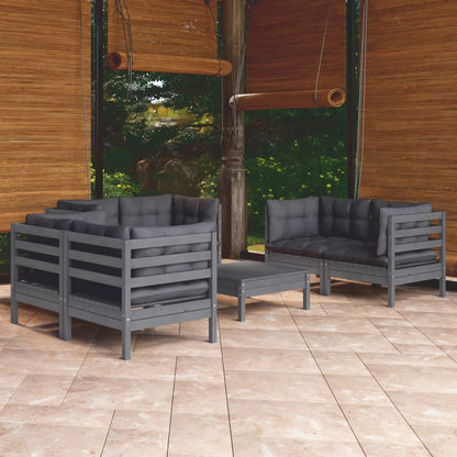 Set Salotto da Giardino 7pz con Cuscini Legno Massello di Pino - homemem39