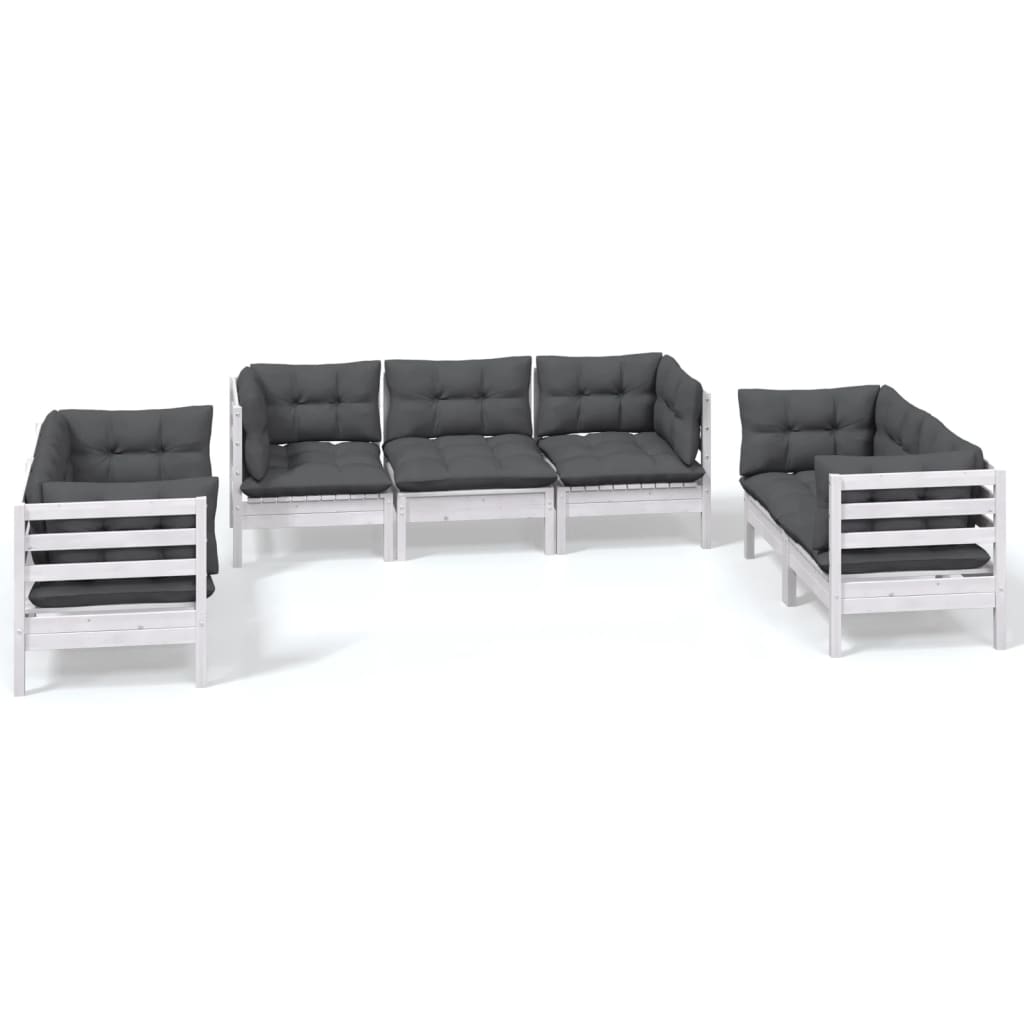 Set Salotto da Giardino 7pz con Cuscini Legno Massello di Pino - homemem39