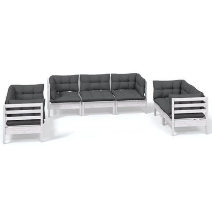 Set Salotto da Giardino 7pz con Cuscini Legno Massello di Pino - homemem39
