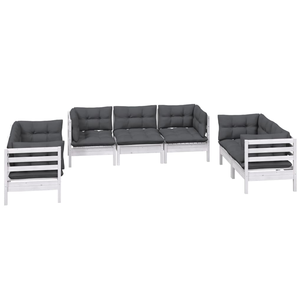 Set Salotto da Giardino 7pz con Cuscini Legno Massello di Pino - homemem39
