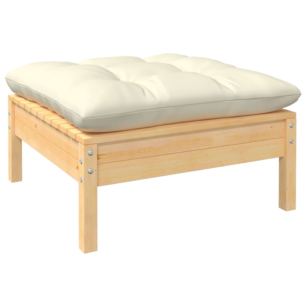 Set Divani da Giardino 9 pz con Cuscini Crema Massello di Pino | homemem39