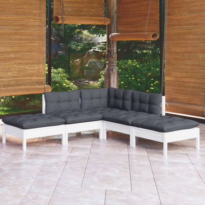 Set Divani da Giardino 5 pz con Cuscini Legno Massello di Pino - homemem39