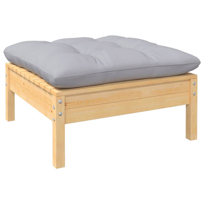 Set Divani da Giardino 7 pz con Cuscini Grigi Massello di Pino | homemem39