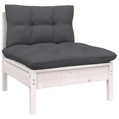 Set Divani da Giardino 8 pz con Cuscini Bianchi Legno di Pino | homemem39
