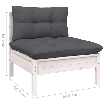 Set Divani da Giardino 8 pz con Cuscini Bianchi Legno di Pino | homemem39
