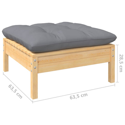 Set Divani da Giardino 9 pz con Cuscini Grigi Massello di Pino | homemem39