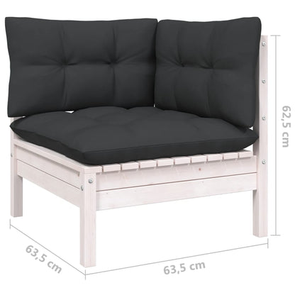 Set Divani da Giardino 9 pz con Cuscini Bianchi Legno di Pino | homemem39