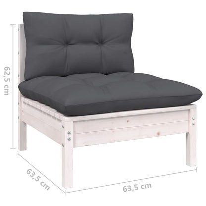 Set Divani da Giardino 10 pz con Cuscini Bianchi Legno di Pino | homemem39