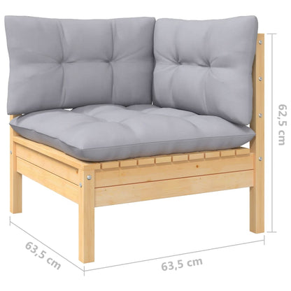 Set Divani da Giardino 11 pz con Cuscini Grigi Massello di Pino | homemem39