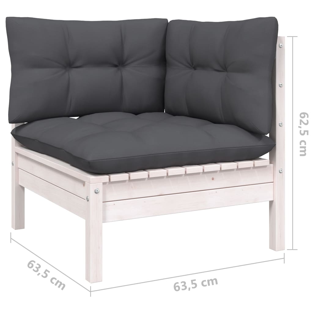 Set Divani da Giardino 9 pz con Cuscini Bianchi Legno di Pino | homemem39