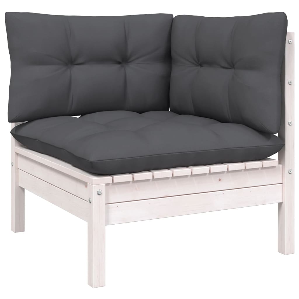 Set Divani da Giardino 10 pz con Cuscini Bianchi Legno di Pino | homemem39