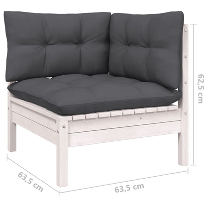 Set Divani da Giardino 10 pz con Cuscini Bianchi Legno di Pino | homemem39