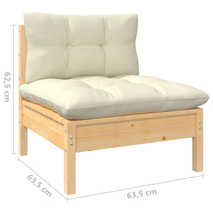 Set Divani da Giardino 7 pz con Cuscini Crema in Massello di Pino | homemem39
