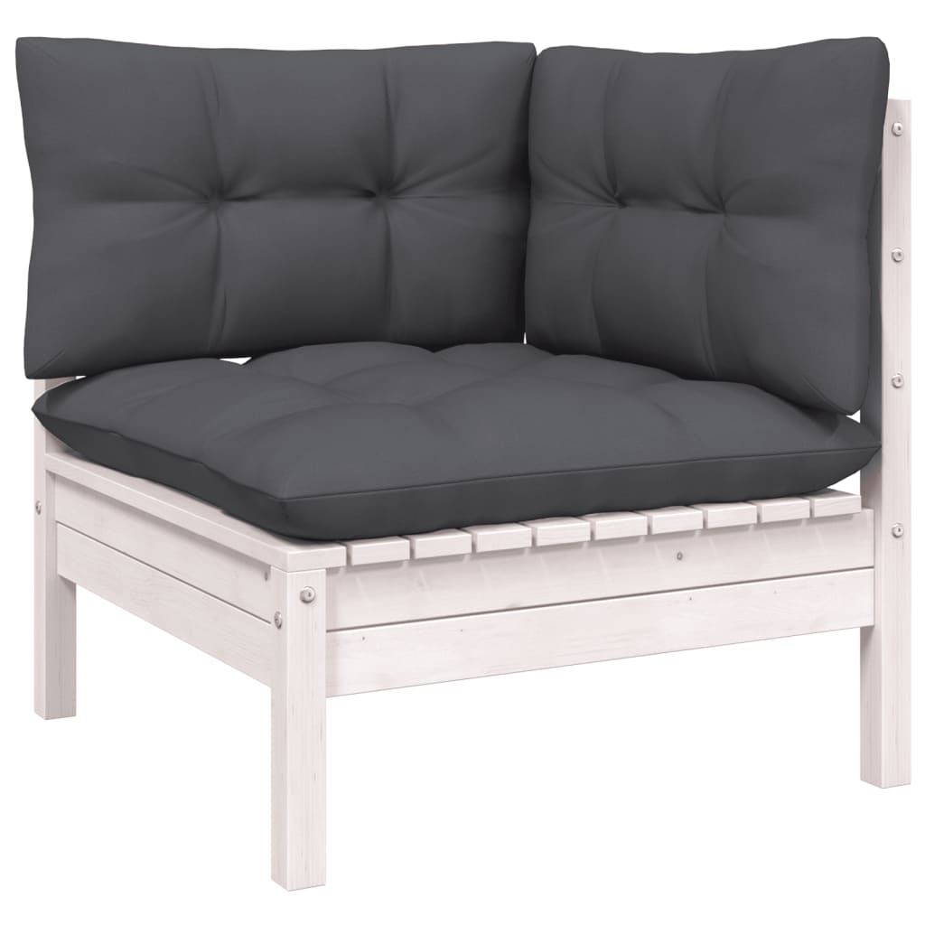 Set Divani da Giardino 12 pz con Cuscini Bianchi Legno di Pino | homemem39